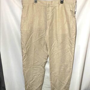 NEW‎ Perry Ellis Tan Chinos Classic Fit Linen Cotton Blend size 44x36